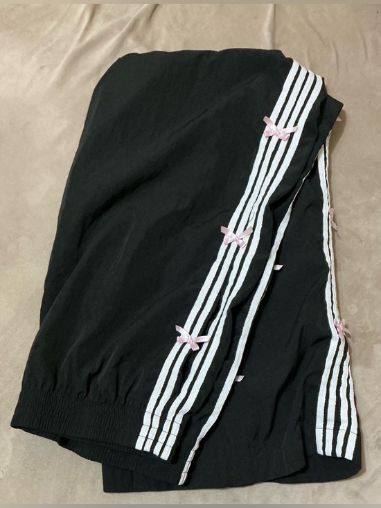 Black Track Pants with Pink-Trim Side Stripes - Picture 8 of 10